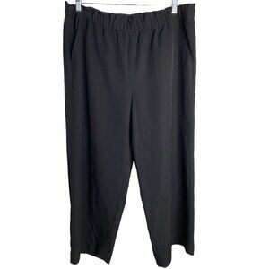 Talbots Womens Black Wide Leg Rayon Pants with Elasticized Waist Size XL Witchy